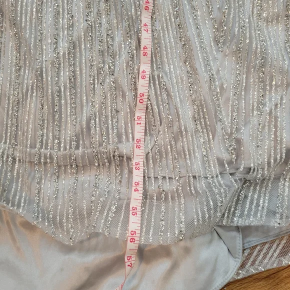 Alglist Silver Beaded Strapless Dress Lace Up Back Size 8 - Picture 14 of 17